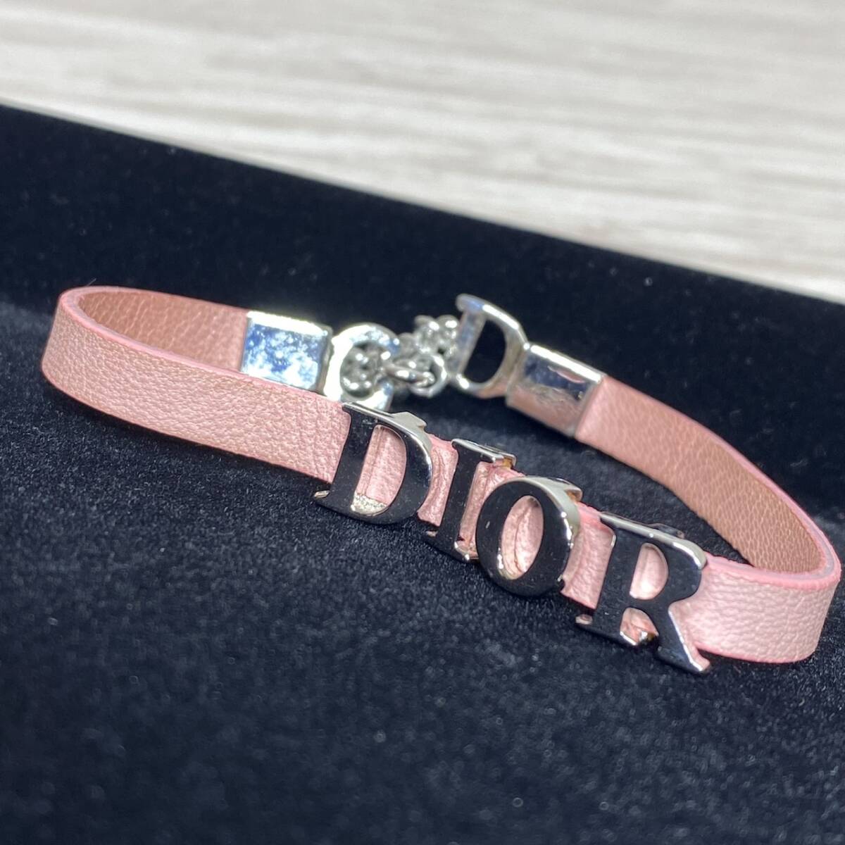●【MH-2298】中古品 ChristianDior クリスチャンディオール レザー ブレスレット アクセサリー レディース ピンク系