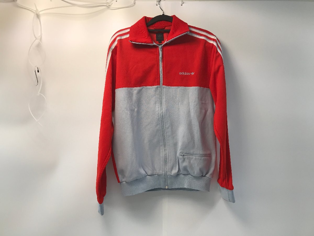 【3-3-3262】アディダス adidas トラックジャケット ジャージ レッド×グレー Mサイズ 切替デザイン 中古品