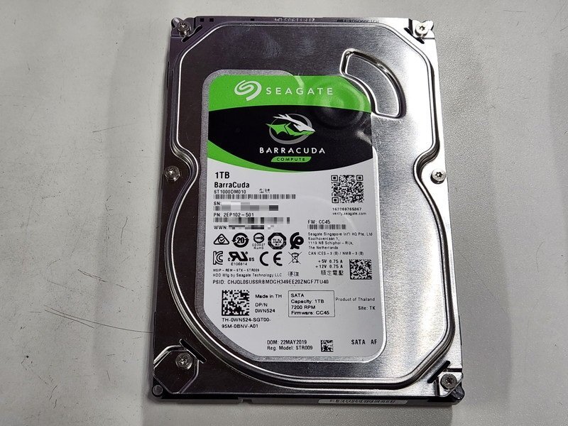 [現状品] SEAGATE BarraCudaシリーズ HDD SATA 1TB ST1000DM010 11625時間 HDDフォーマット済み (2)