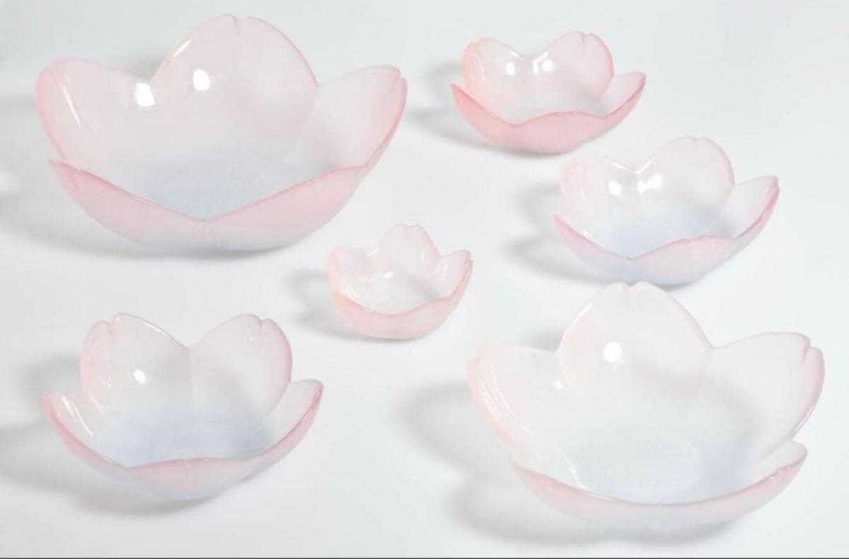 桜 ガラス小鉢 6点セット 花型 和食器 春 食器 まとめ売り