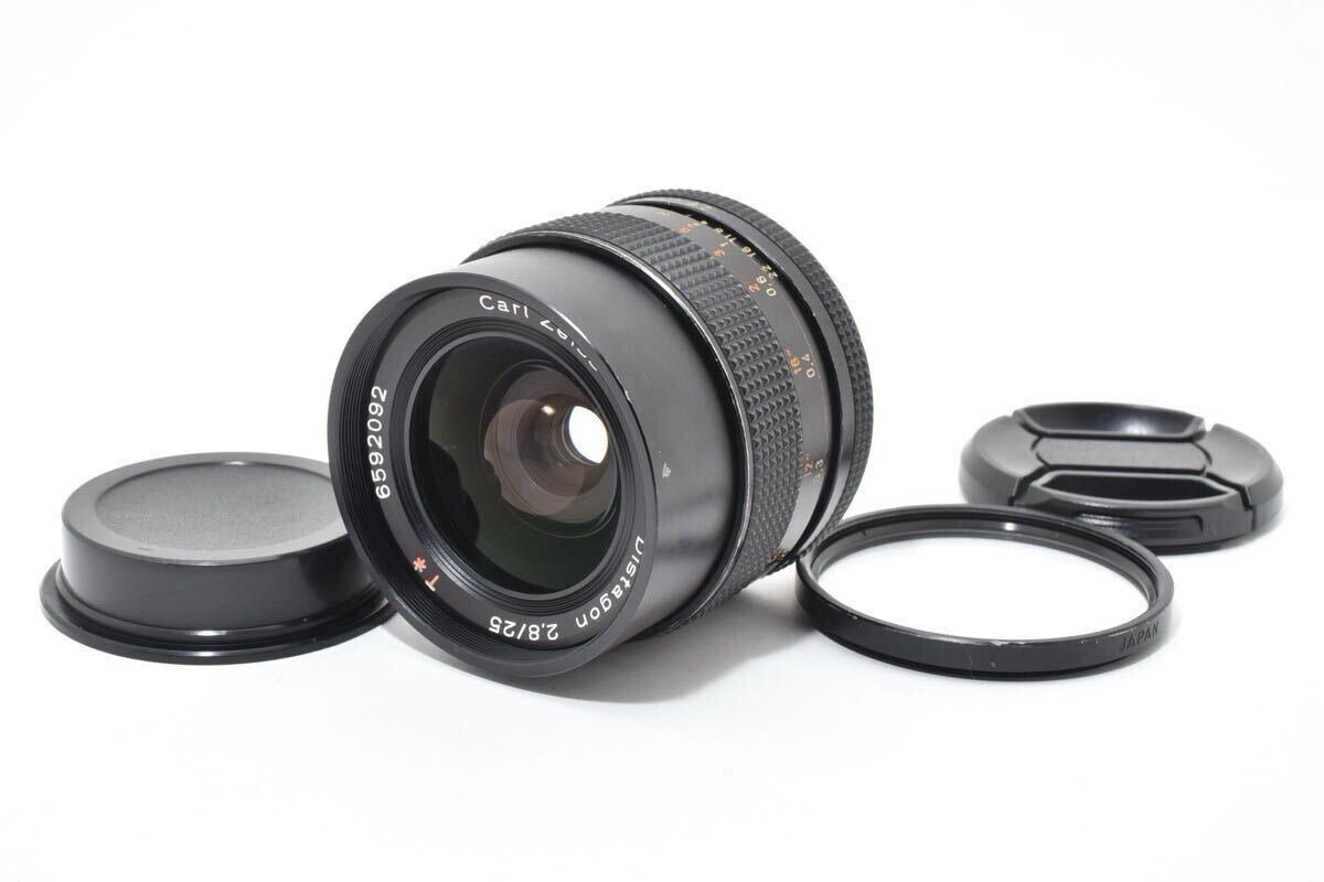 極上品 CONTAX コンタックス Carl Zeiss Distagon T* 25mm F2.8 1:2.8 カールツァイス AEG レンズ【キャップ フィルター付き】 (775)