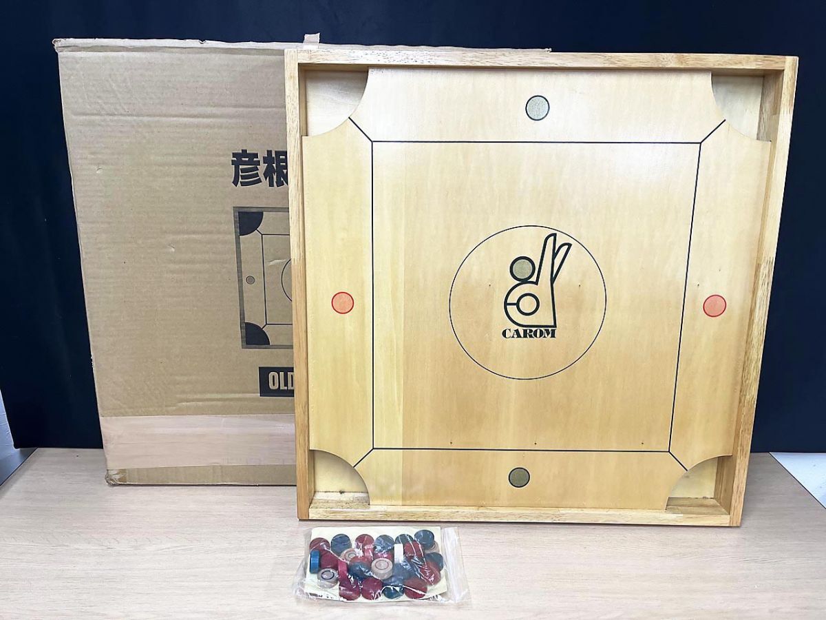 【現状品】 彦根カロム CAROM 木製 ボードゲーム 75×75 ★