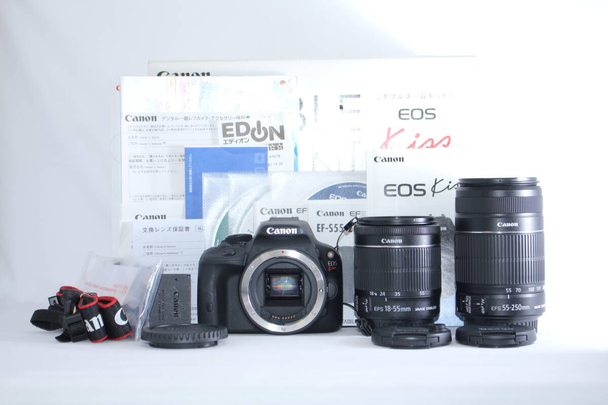 ★極上美品★キャノン CANON EOS KiSS X7 / EF-S 18-55mm F3.5-5.6 IS STM / EF-S 55-250mm F4-5.6 IS II★元箱付き★#H812