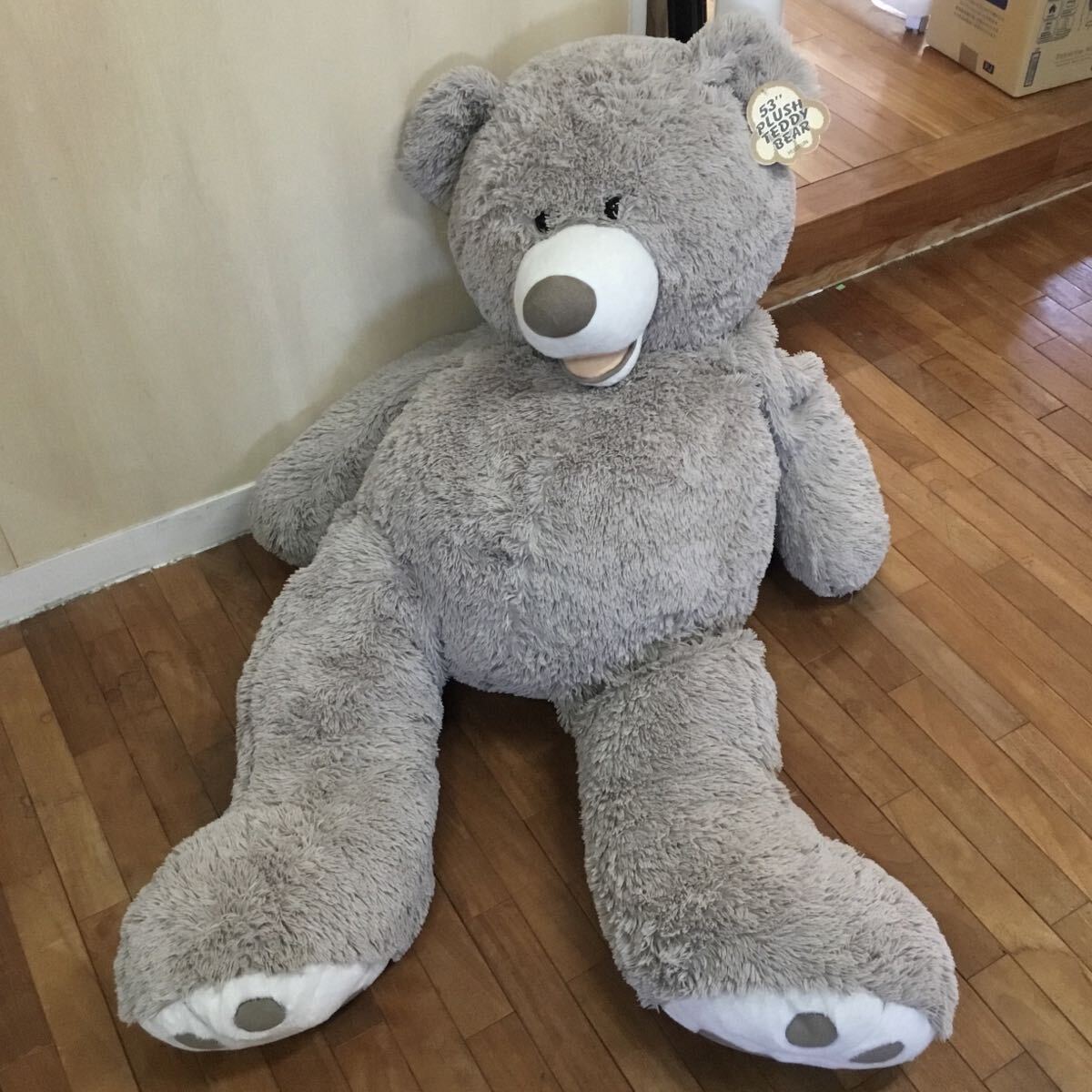 HUGFUN ハグファン 53インチ 約135cm プラッシュテディベア コストコ くま ぬいぐるみ 巨大 かわいい インテリア クッション グレージュ