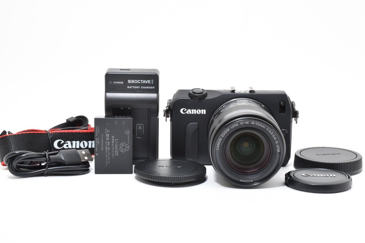 ★美品★ キヤノン Canon EOS M ブラック + EF-M 18-55mm F3.5-5.6 IS STM 充電器付き ARYM5474#201