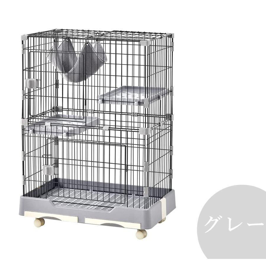 2602197 猫ケージ ペットケージ キャットケージ キャスター付き 2段 ハンモック付き 