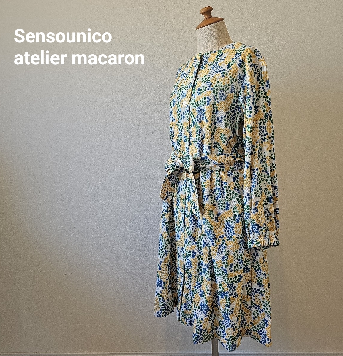 センソユニコ　Sensounico atelier macaron アトリエマカロン　ワンピース　コーデュロイ 花柄　総柄■F3mar3