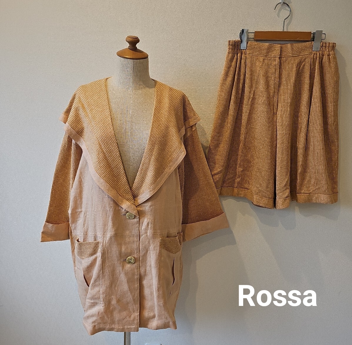 インポートロッサ　Rossa ロッサ レディース セットアップ ジャケット キュロット ショートパンツ サーモンピンク 大きいサイズ■F4mar6