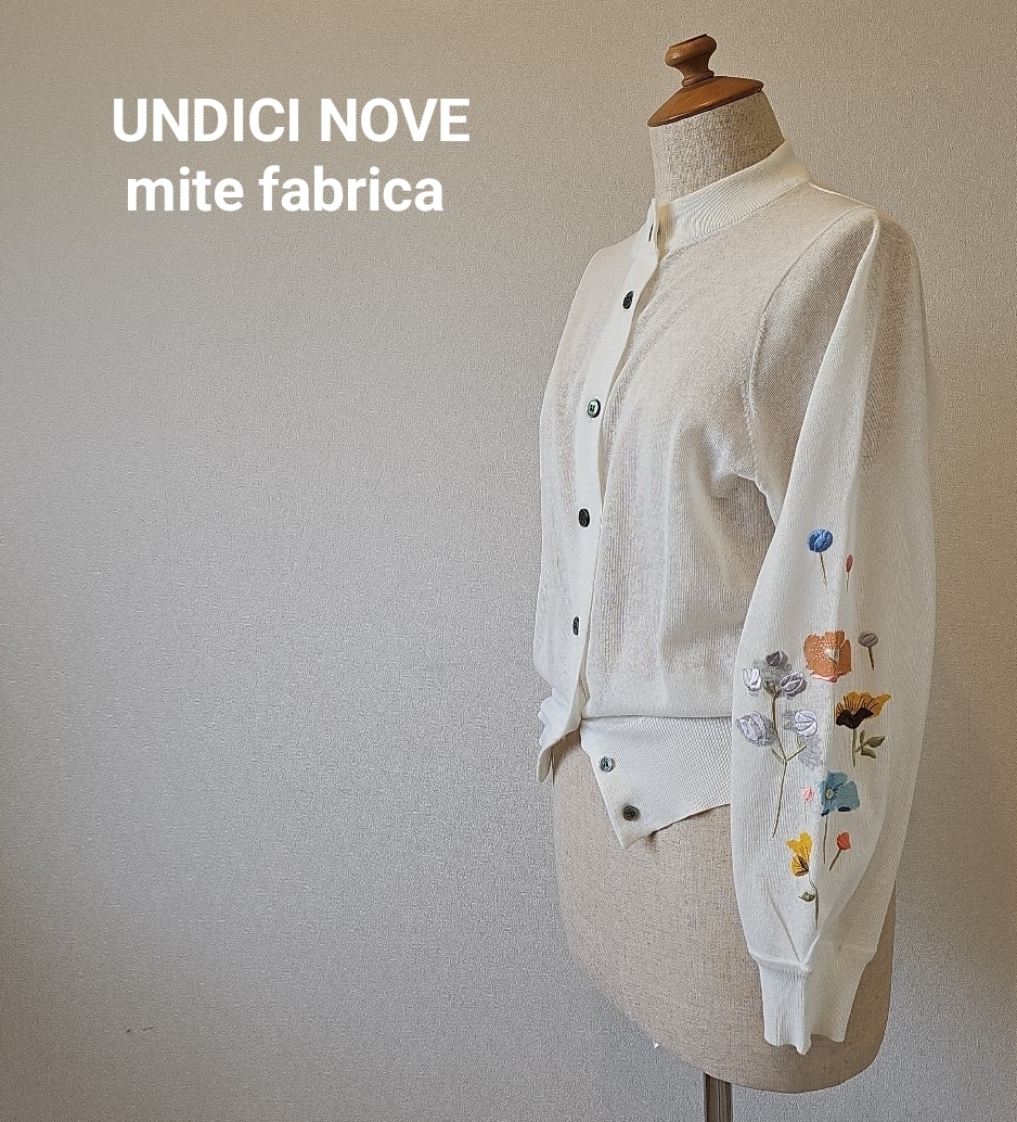 UNDICI NOVE ウンディッチノーベ　mite fabrica ミーテファブリカ 花刺繍 薄手 カーディガン ホワイト 春 大人可愛い■F3mar7