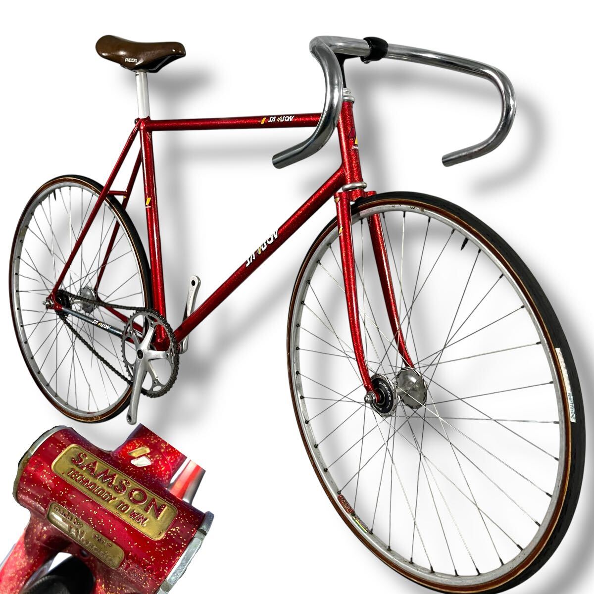 当時物/00’s/SAMSON/ピスト/競輪/神山レッド/NJS/540mm/トラックレーサー/700C/チューブラー/SUPERBE PRO/DURA-ACE/FIVEGOLD/マスプロ