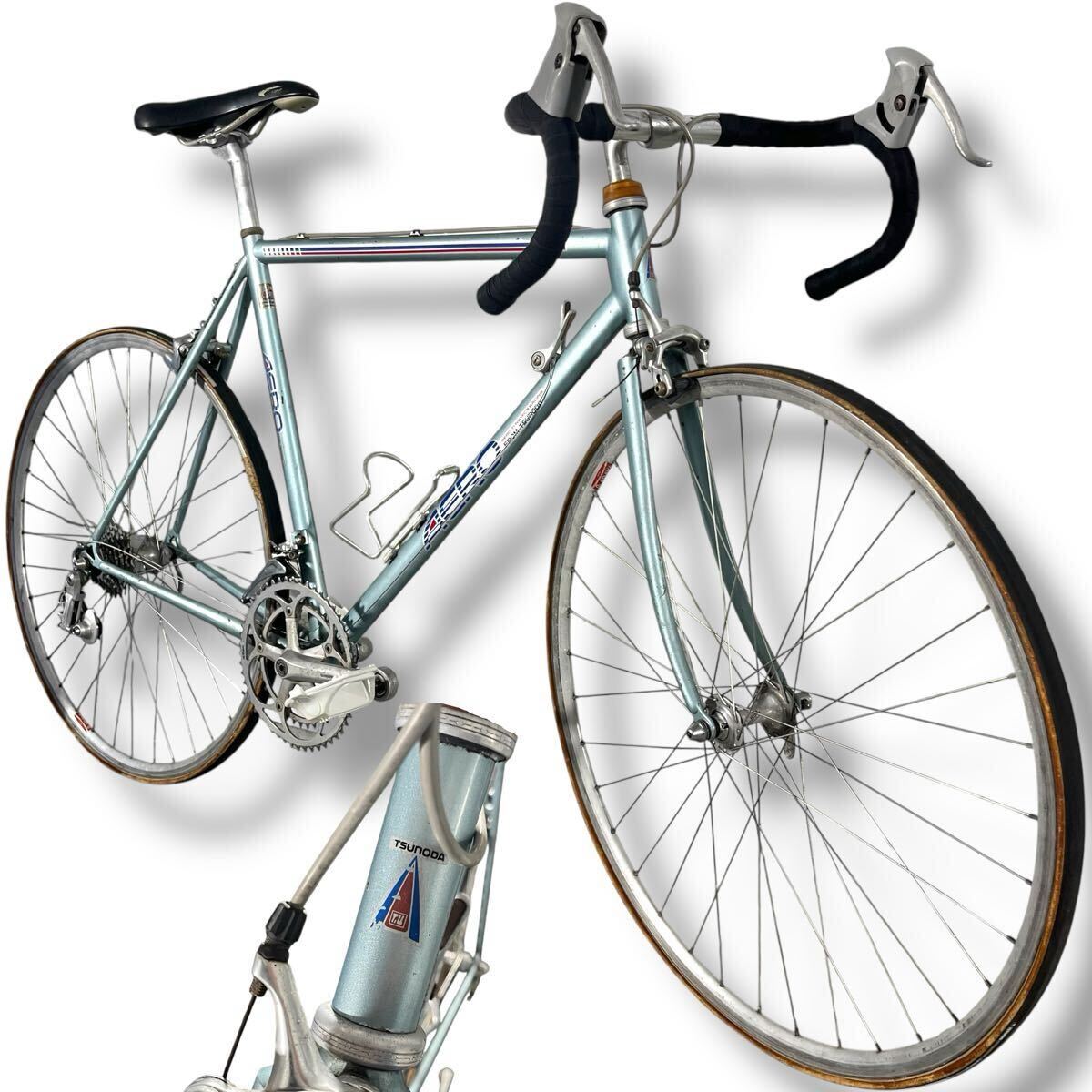 当時物/80’s/TSUNODA/エアロダイナミクス/520mm/TANGE/700C/12S/チューブラー/ロードレーサー/マスプロ/昭和自転車/SHIMANO600ax/レトロ