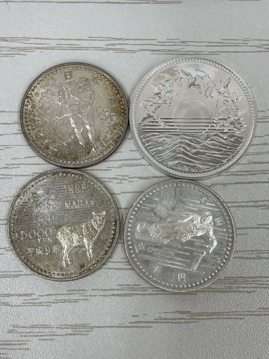 【V1246-l】1万円銀貨　5千円銀貨　額面2.5万　まとめ　御在位60年　長野オリンピック 銀貨 記念硬貨 コレクション コイン