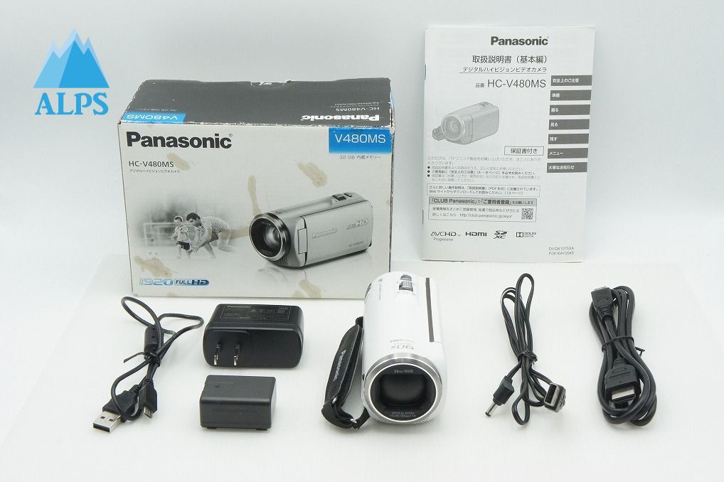 美品 Panasonic パナソニック HC-V480MS デジタルビデオカメラ ホワイト 元箱付 260211i【アルプスカメラ】