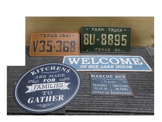 Z☆レトロ　プレート　看板　ヴィンテージ　アンティーク　TEXAS　キッチン　ウェルカム ◎現状品