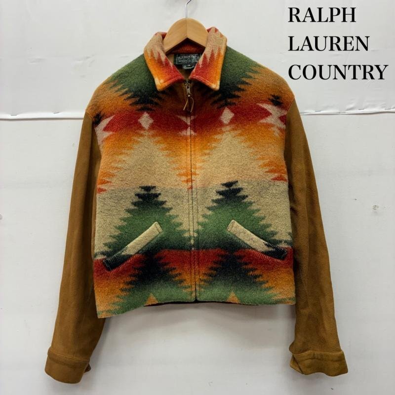 ラルフローレン COUNTRY 80s 90s ネイティブ ウール ブランケット スエード ジップアップ ジャケット S