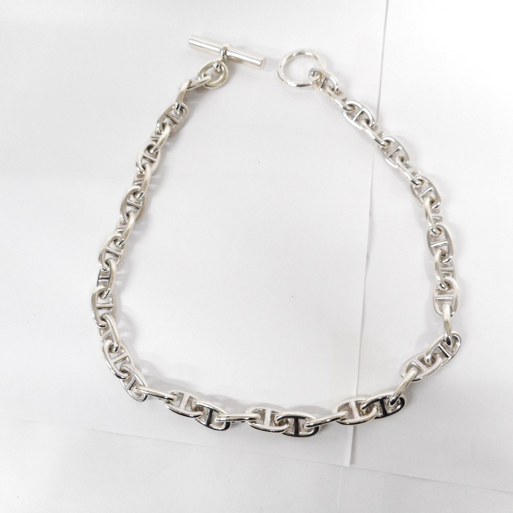 ID851319D エルメス ネックレス シェーヌダンクルMM ヴィンテージ シルバー925 38コマ 約91.7g 筆記体 磨き済 ユニセックス HERMES 中古