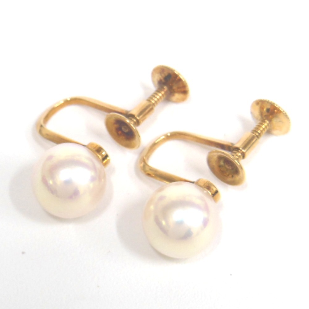 NA414456 タサキ イヤリング パール約7.7mm K14 イエローゴールド レディース TASAKI 中古
