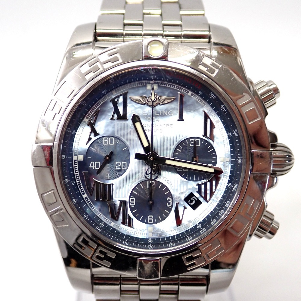 Ft1325241 ブライトリング 腕時計 アナログ クロノマット44 AB0110 シルバー ブルーシェル文字盤 メンズ BREITLING 中古