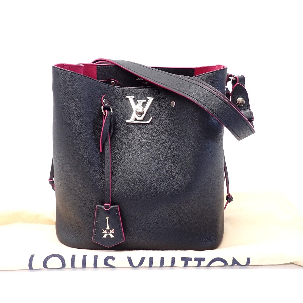 Ft638681 ルイ・ヴィトン ショルダーバッグ ターンロック ロックミー・バケット M54677 ノワール レディース LOUIS VUITTON 中古