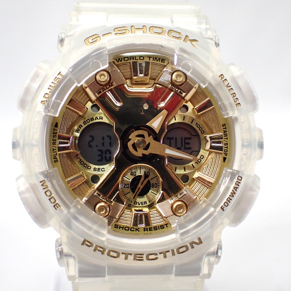 Ft1308731 カシオ 腕時計 G-SHOCK GMA-S120SG ホワイト/クリアー ゴールド文字盤 レディース CASIO 中古