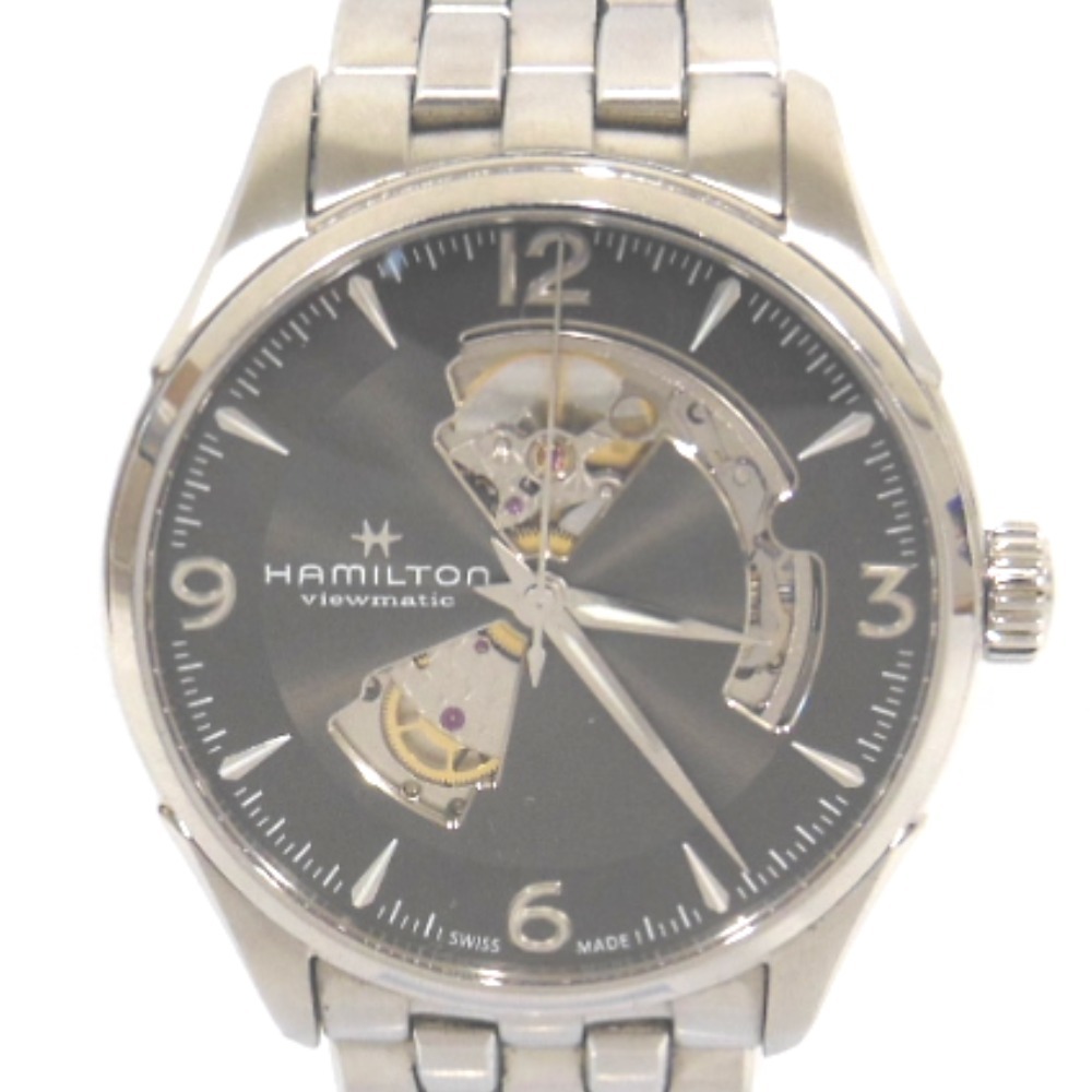 NA33751 ハミルトン 腕時計 ジャズマスター オープンハート ビューマチック H327050 自動巻き 裏スケ グレー系文字盤 メンズ HAMILTON 中古