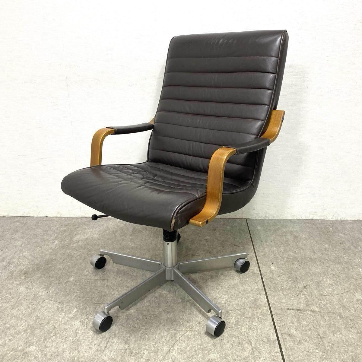 ★ dyrlund デューロン 総革 パーソナルチェア 北欧 デンマーク 本革 レザー 椅子 オフィスチェア デスクチェア 昇降不良 ★26022002K