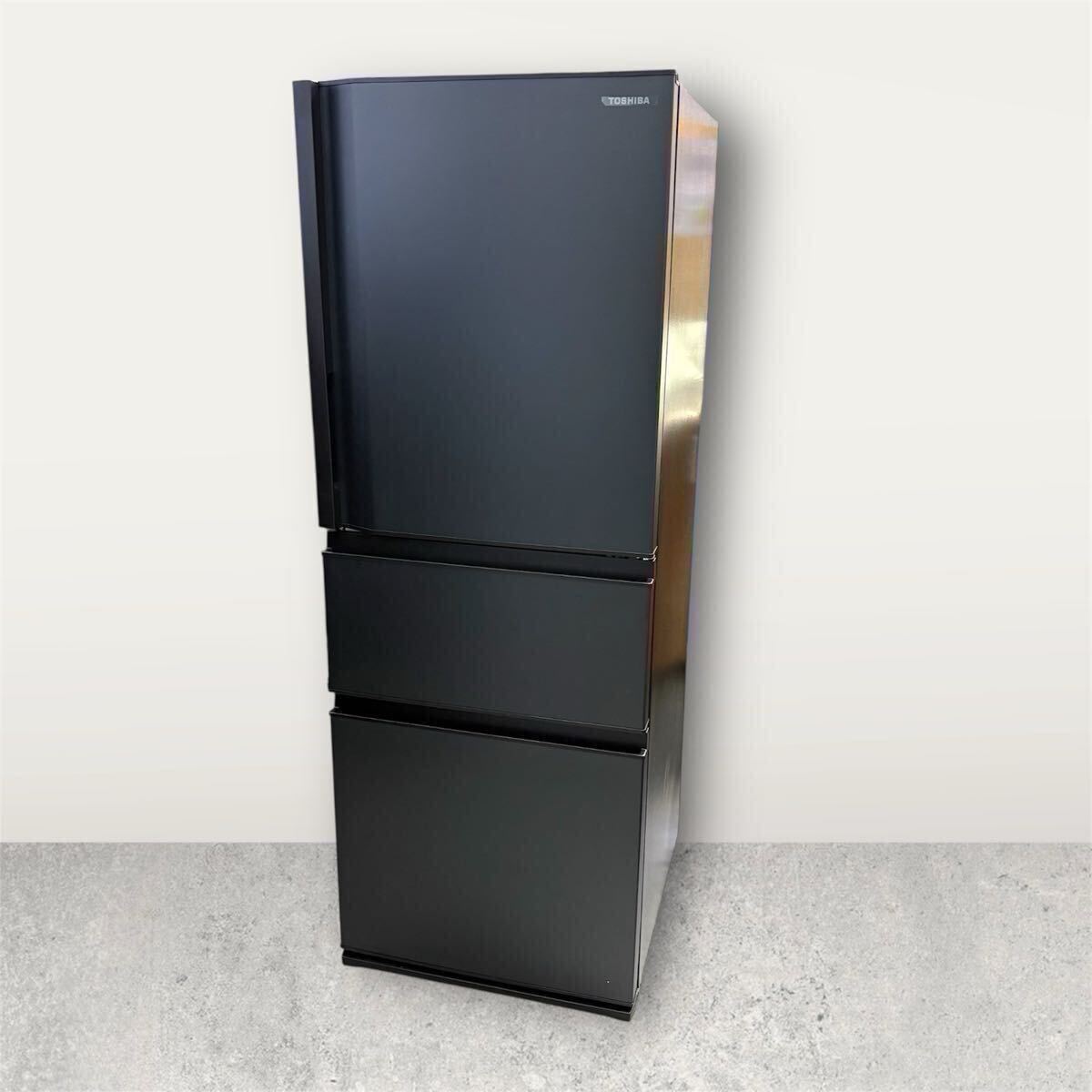 T ★ 2025年製 東芝 3ドア 冷凍冷蔵庫 VEGETA GR-W33SC(KZ) 326L 自動製氷 右開き マットチャコール 冷蔵庫 動作確認済み 黒 ★26022003K