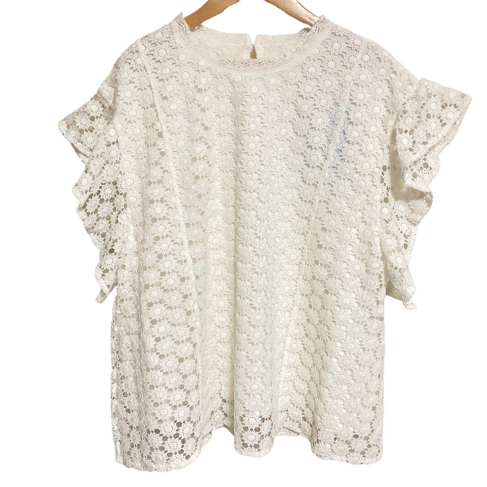 未使用 23SS 組曲 クミキョク フラワーレース ブラウス 大きいサイズ 7 ホワイト