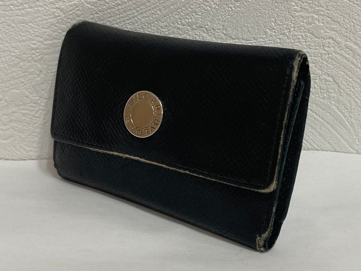 BVLGARI 　ブルガリ 　6連キーケース　ブラック　ロゴ　シルバー