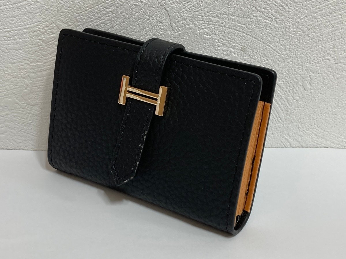 Neurix 　本革 二つ折りカードケース ブラック　ジャバラ　コンパクト　