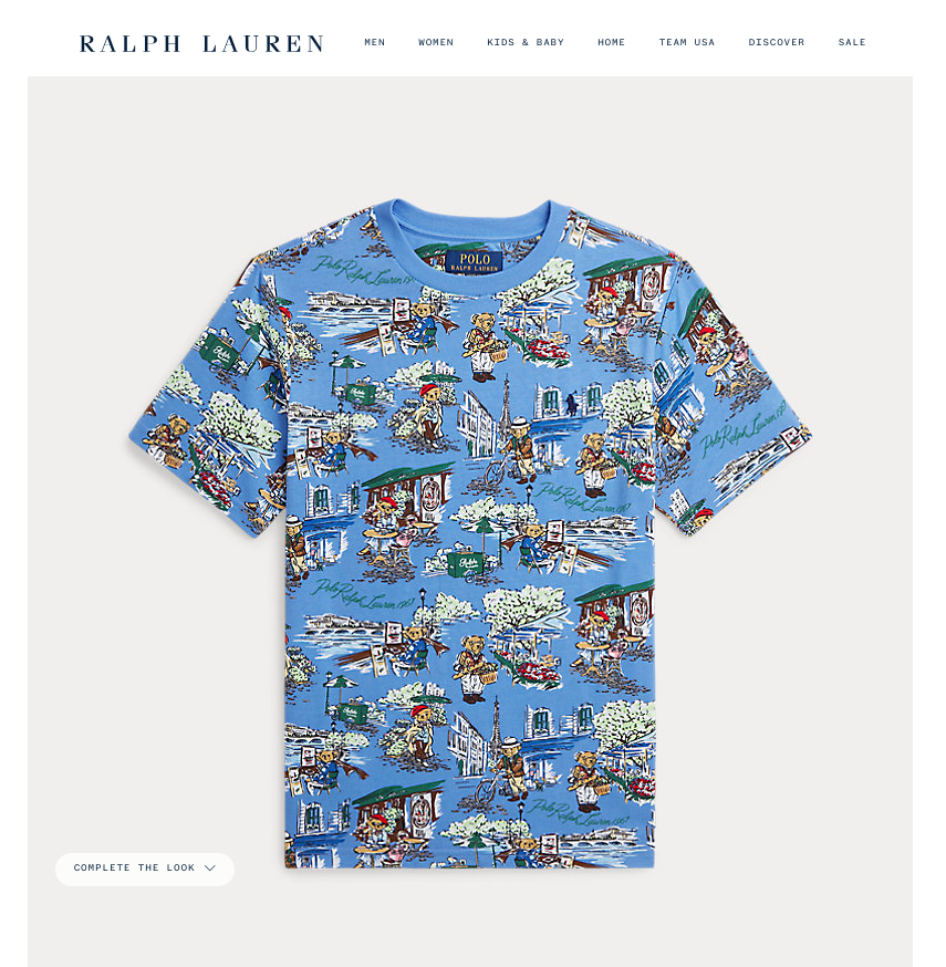 新品タグ付き Ralph Lauren ラルフローレン ポロベア コットンTシャツ Boys XL (18/20) 170cm 水色 クマ総柄