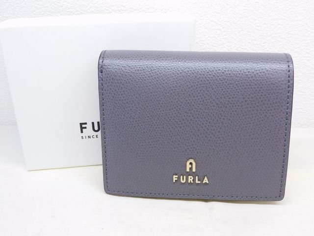 FURLA フルラ WP00304 二つ折り財布 コンパクト ウォレット カメリア グレー系☆ レディース □ ８B