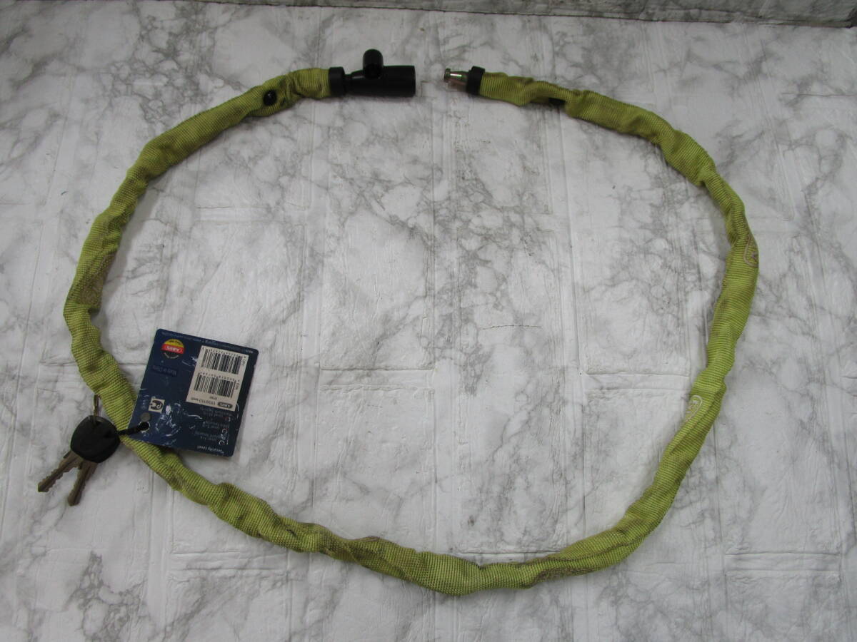 W.26.B.28　TO　☆　チェーンロック　カギ式　ABUS　3　1500　全長約110cm　グリーン　USED　☆