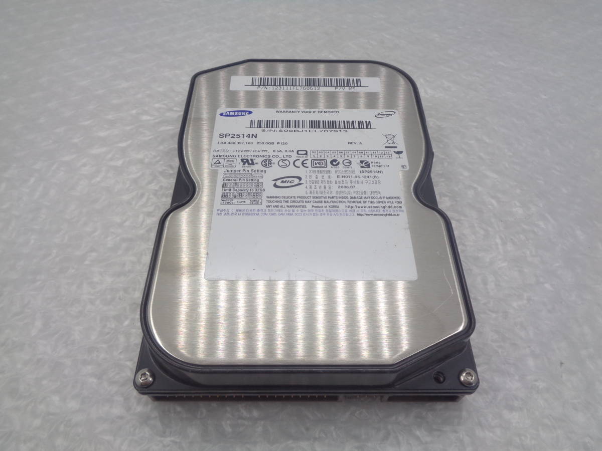 複数入荷 3.5型HDD SAMSUNG HP2514N 250GB IDE 中古動作品(H272)