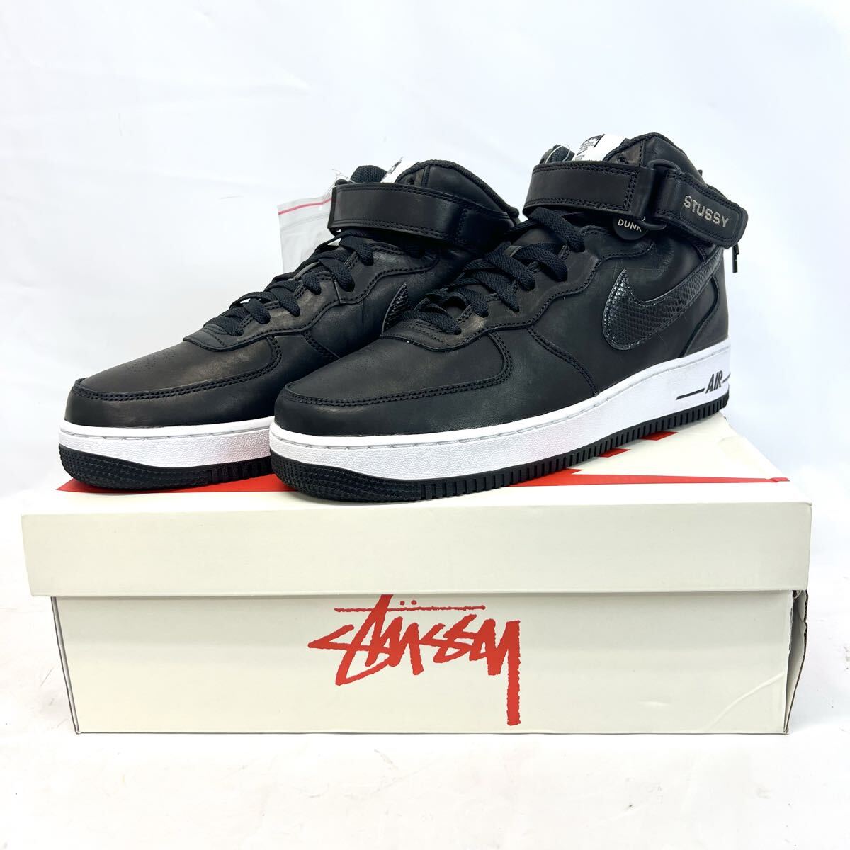 未使用 28.0cm Stussy SP Nike Air Force 1 Mid Black ステューシー ナイキ エアフォース1 コラボ ブラック