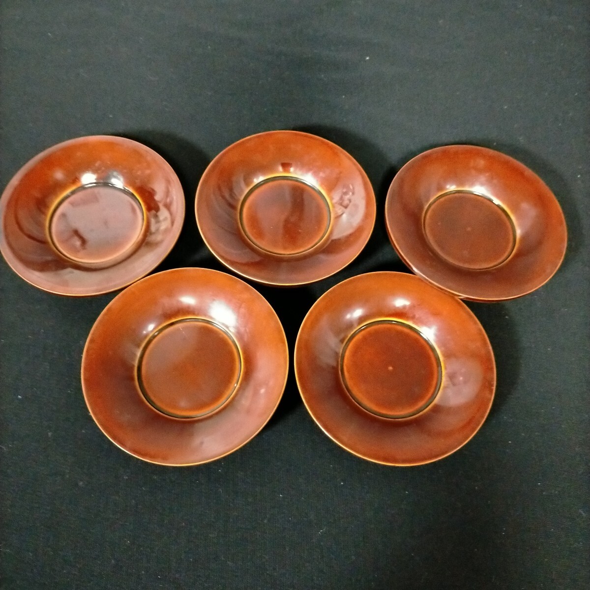 ● 茶托 茶道具 漆器 煎茶道具 春慶塗　飛騨五枚組●78 天然木 木製