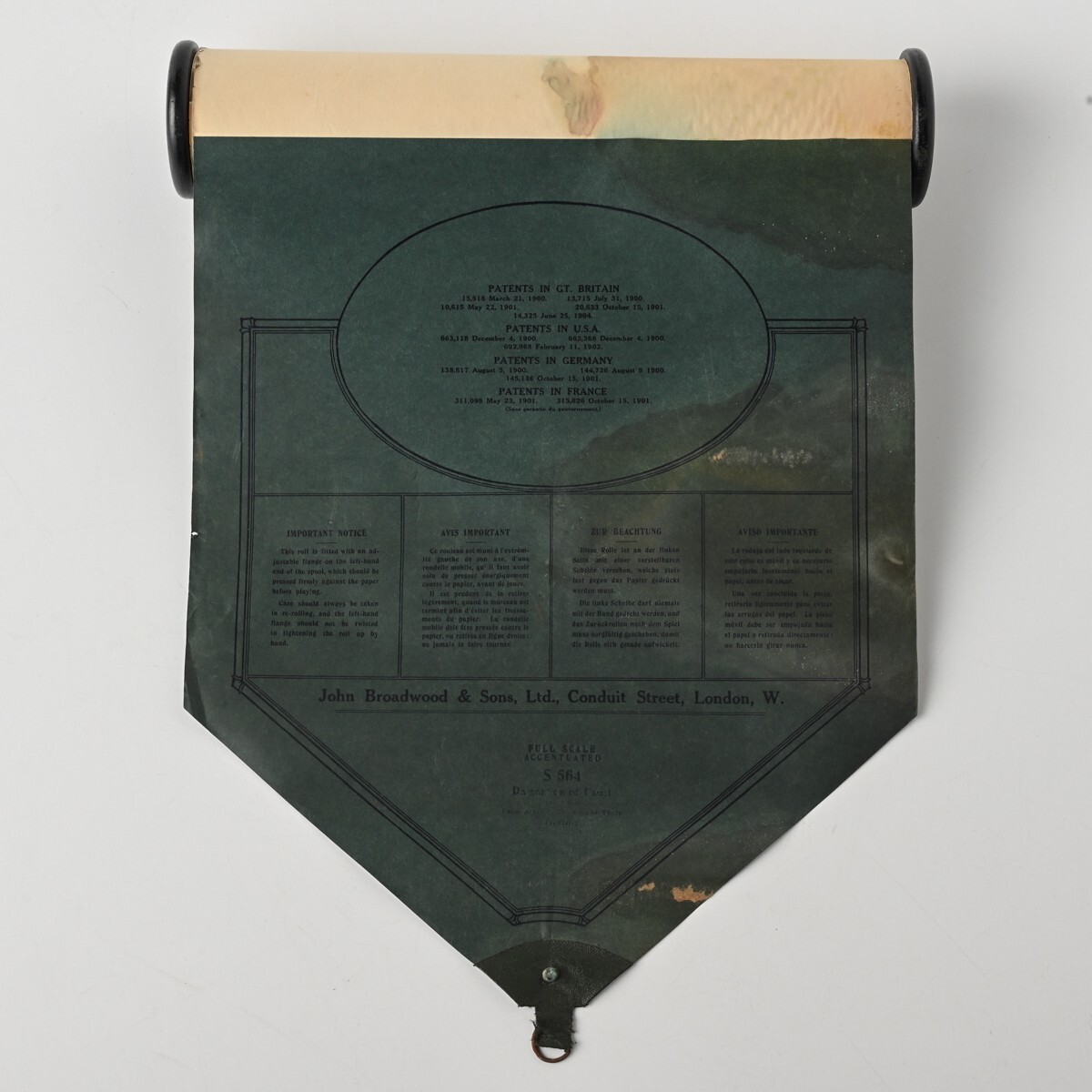 英国 ジョン・ブロードウッド＆サンズ 自動演奏 ピアノロール 1920年頃推定 ベルリオーズ ファウストの劫罰 より トゥーレの王 Broadwood