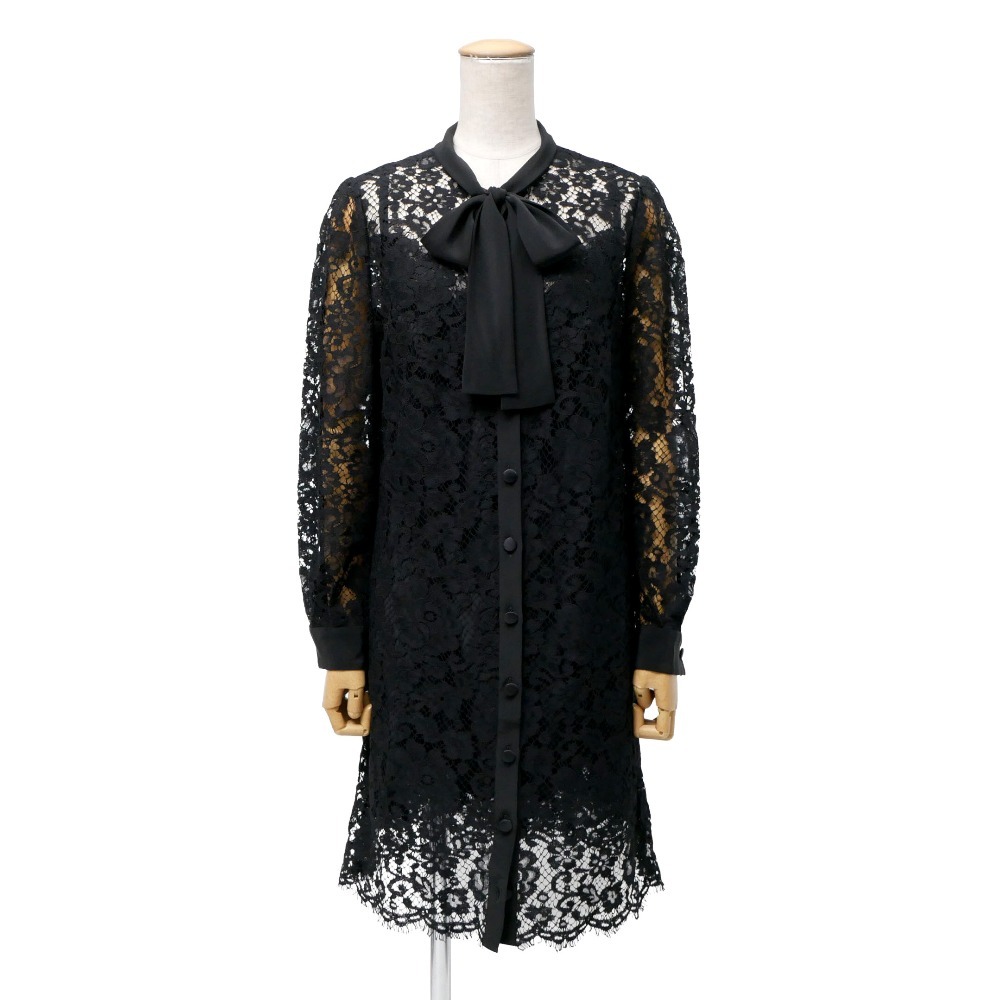 DOLCE&GABBANA ドルチェアンドガッバーナ ワンピース サイズ- 総レース サテンリボン タイカラー