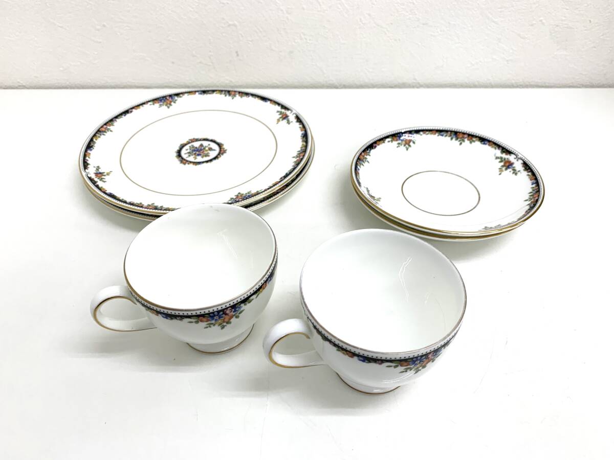 ウェッジウッド オズボーン トリオ 2客セット カップ＆ソーサー プレート 15.5cm WEDGWOOD OSBORNE 英国製 ボーンチャイナ（管理：DO126）