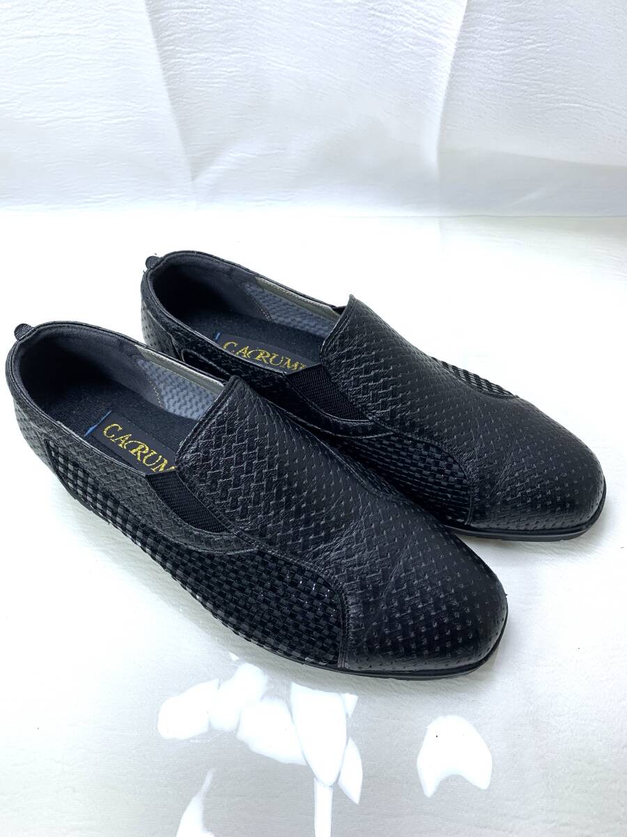 【美品】CACRUMU カクリュム コンフォートシューズ 24cm EEEE 幅広 日本製 黒 スリッポン 冠婚葬祭 通勤 ウォーキング （管理：P107）