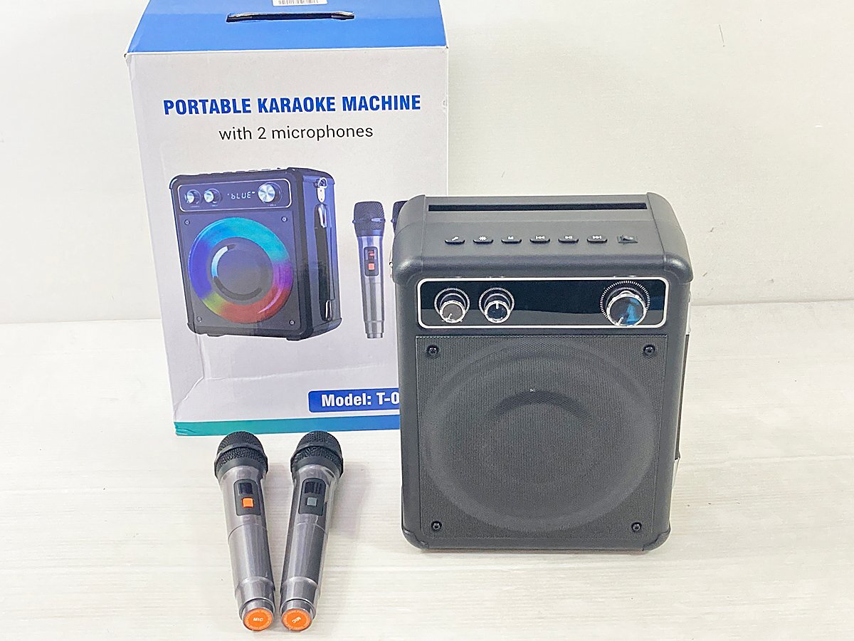 ∞ VOSOCO ポータブルカラオケ スピーカー+マイク2本 PORTABLE KARAOKE MACHINE with MICROPHONE T-03 Bluetooth □H8
