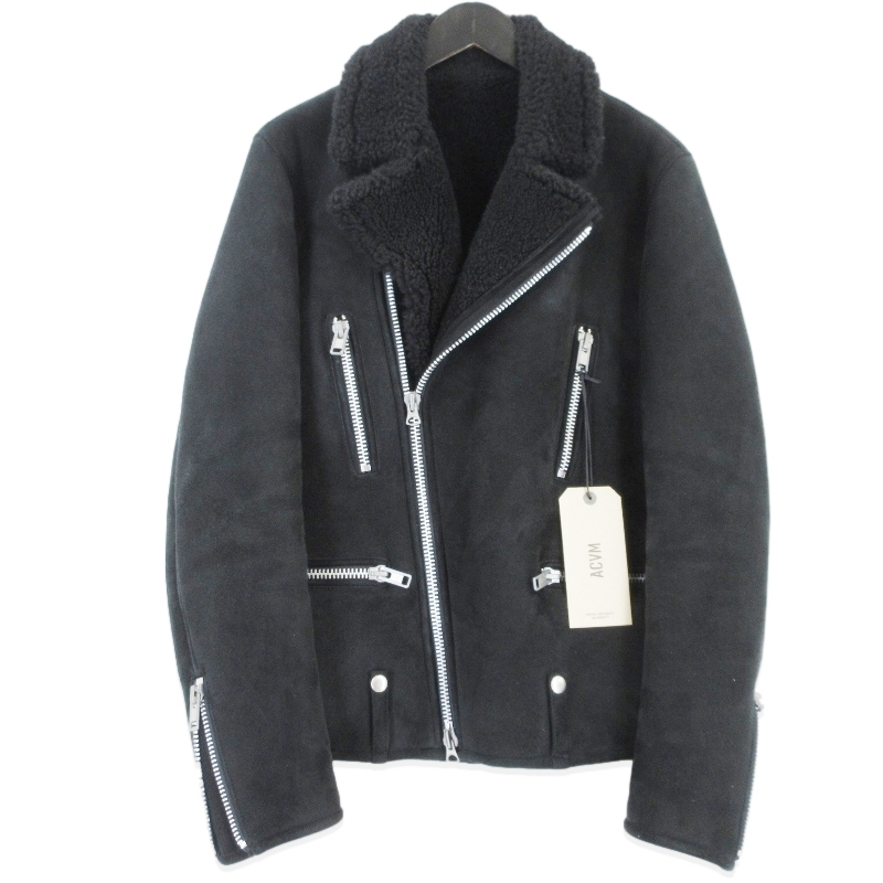 ACVM アディクトクローズ MOUTON RIDERS JACKET ACV-MT02 ムートン ダブルライダース ジャケット 羊革 ブラック 黒 38 99000344
