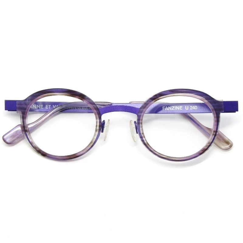 未使用 ANNE ET VALENTIN アンバレンタイン メガネフレーム FANZINE フランス製 ファンジン U240 バイオレット/グレーササ 61004832