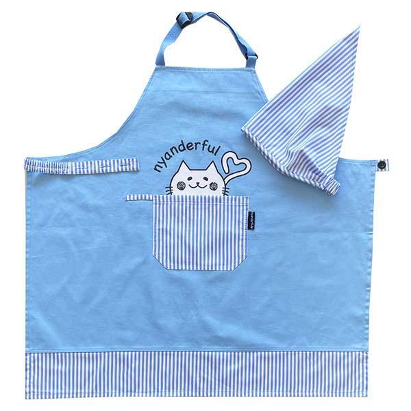 ☆新品未使用☆ 1712 Sサイズ ブルー 三角巾付きエプロン エプロン 三角巾 給食 通園 通学 こども 小学校 幼稚園 保育園 雑貨 中国製