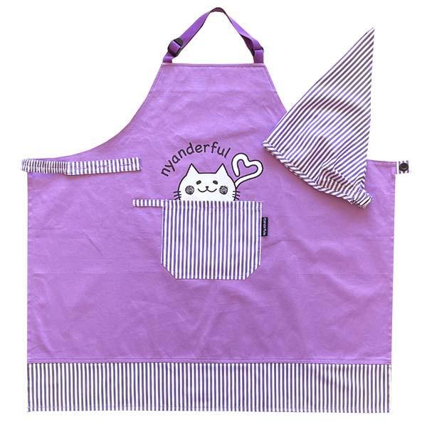 ☆新品未使用☆ 1712 Sサイズ パープル 三角巾付きエプロン エプロン 三角巾 給食 通園 通学 こども 小学校 幼稚園 保育園 雑貨 中国製