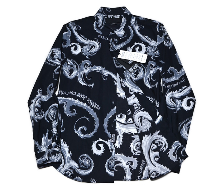【新品】通年 ヴェルサーチ Versace Jeans Couture 高級バロック調ドレスシャツ 50 (Lサイズ程度）王道/圧巻 紙タグ付き 10134