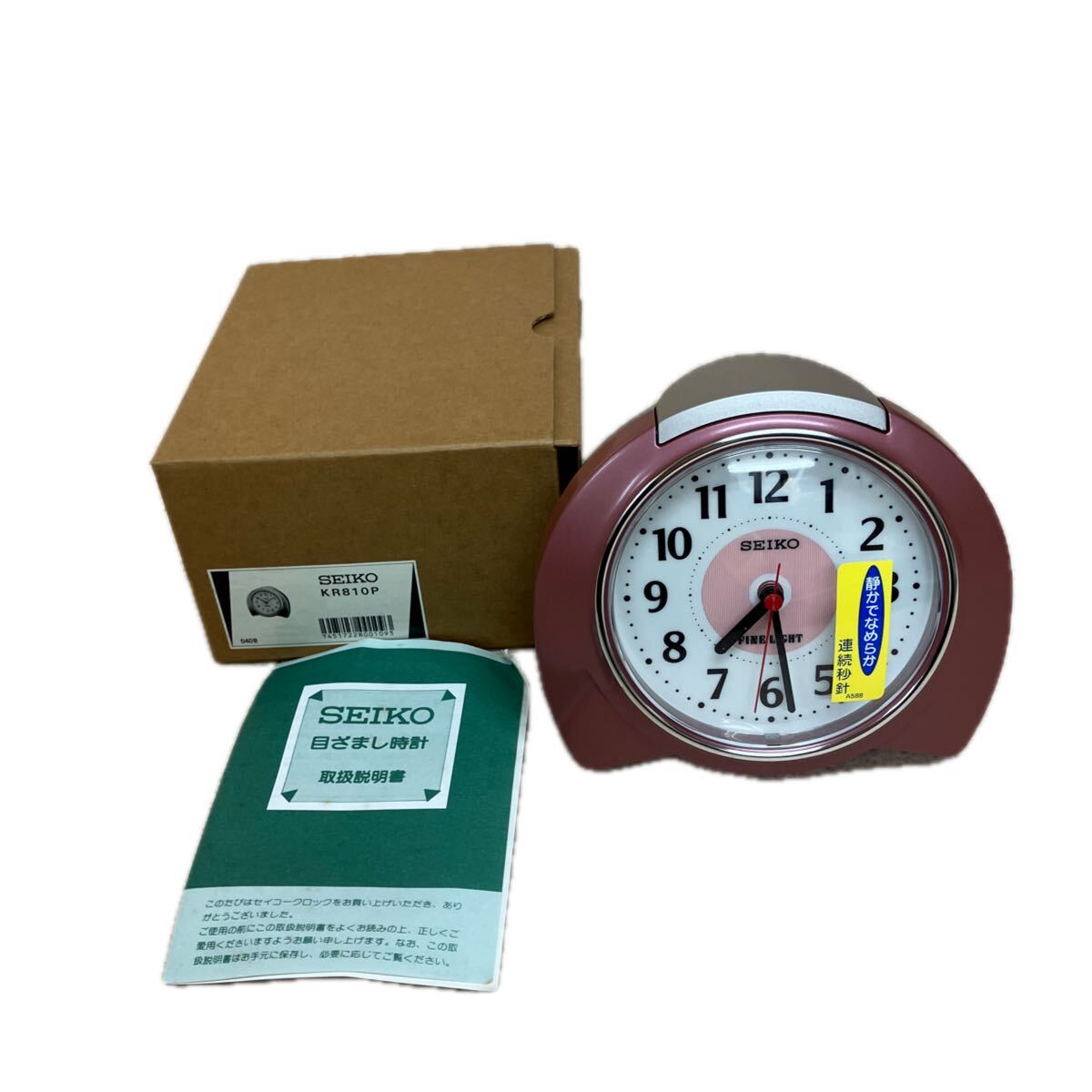 B0714 未使用品 セイコークロック (Seiko Clock) セイコー クロック 目覚まし時計 アナログ 薄ピンク KR890P SEIKO