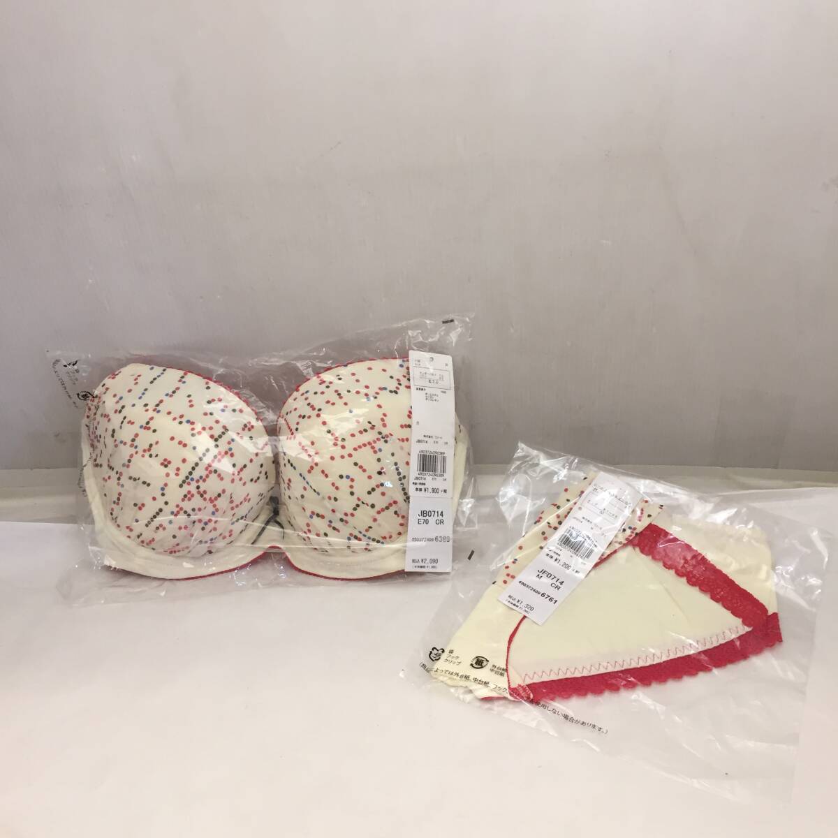 F022004◎未使用 Wacoal une nana cool ワコール ウンナナクール ブラジャー＆ショーツセット E70 ショーツM 水玉 ドット◎