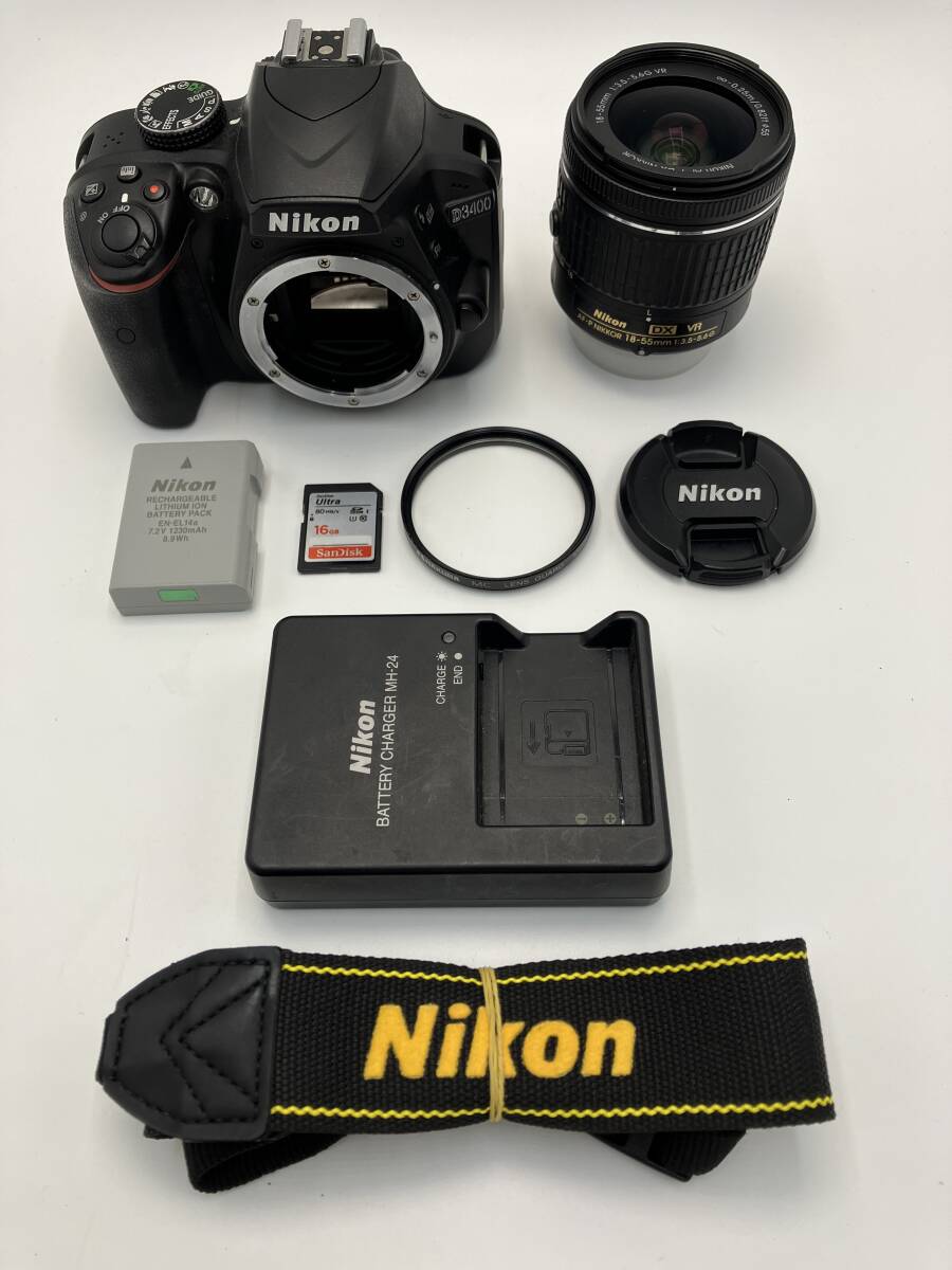 【返品保証・動作確認済】Nikon D3400 + AF-P 18-55mm VR レンズキット 良品