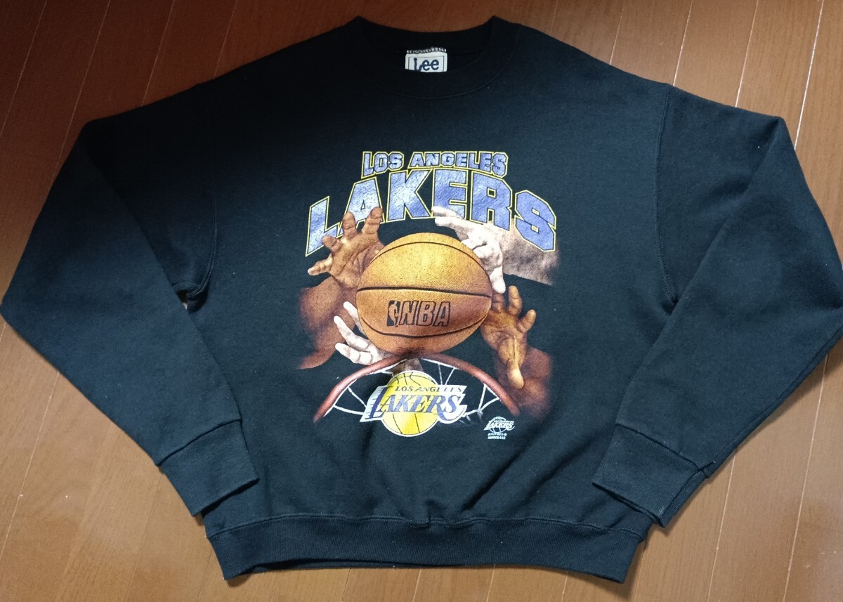 古着 ヴィンテージ Lee トレーナー XL ブラック NBA ロサンゼルス レイカーズ USA製 プリント スウェット